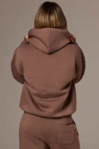 Bestickter Oversize-Hoodie in Kakao