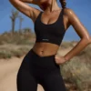 Biker-Shorts mit hoher Taille und FlexiRib-Stoff in Schwarz