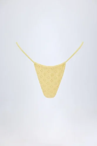 Bosa Bikinihose mit Kordelzug in Zitronengelb mit Broderie Anglaise Bosa Bikinihose mit Kordelzug in Zitronengelb mit Broderie Anglaise