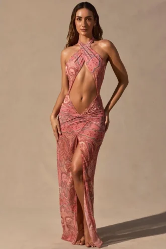 Caicos Cut-Out-Maxikleid mit Neckholder in Paisley-Print