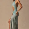 Caicos Cut-Out-Maxikleid mit Neckholder in Seafoam-Grün Caicos Cut-Out-Maxikleid mit Neckholder in Seafoam-Grün