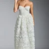 Camellia – Korsettkleid mit Blumenapplikationen in Weiß