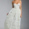 Camellia – Korsettkleid mit Blumenapplikationen in Weiß