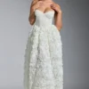 Camellia – Korsettkleid mit Blumenapplikationen in Weiß