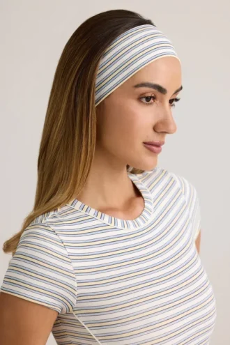 Candy Modal-Rippen-Stirnband in Blau-Gelb-Streifen