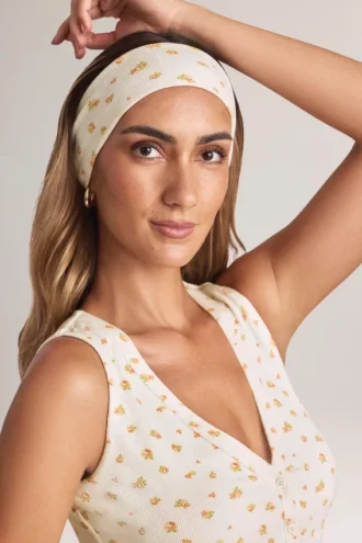 Candy Modal-Stirnband mit Rippenstruktur und Blumenmuster
