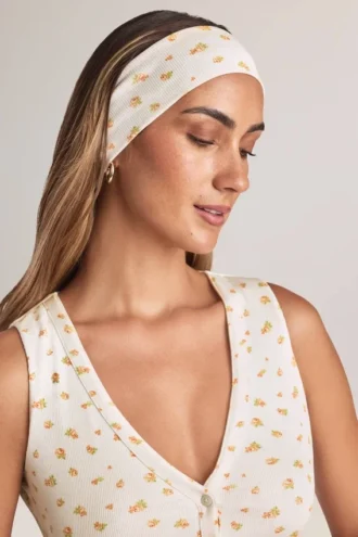 Candy Modal-Stirnband mit Rippenstruktur und Blumenmuster