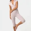 Capri-Jumpsuit aus geripptem Jersey mit rosa Streifen