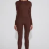 Cassie Leggings aus verziertem Jersey mit hoher Taille in Schokoladenbraun Cassie Leggings aus verziertem Jersey mit hoher Taille in Schokoladenbraun