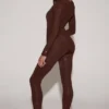 Cassie Leggings aus verziertem Jersey mit hoher Taille in Schokoladenbraun Cassie Leggings aus verziertem Jersey mit hoher Taille in Schokoladenbraun