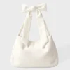 Cord-Tote-Bag mit Schleife in Elfenbein