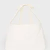 Cord-Tote-Bag mit Schleife in Elfenbein