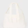Cord-Tote-Bag mit Schleife in Elfenbein