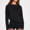 Dara Modal-Jumpsuit mit langen Ärmeln und rückenfreiem Ausschnitt in Schwarz Dara Modal-Jumpsuit mit langen Ärmeln und rückenfreiem Ausschnitt in Schwarz