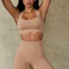 Define Luxe Biker-Shorts mit hoher Taille in Beige