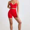 Define Luxe High-Waist Mini Shorts in Red