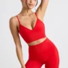 Define Luxe High-Waist Mini Shorts in Red