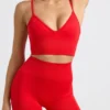 Define Luxe High-Waist Mini Shorts in Red