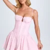 Dorothea Minikleid mit Biesen und Raffungen in Blush