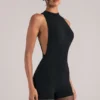 Elin Romper mit hohem Ausschnitt in Schwarz