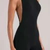 Elin Romper mit hohem Ausschnitt in Schwarz