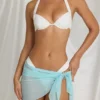 Elvire Sarong mit seitlichem Bindeband in Aquablau