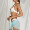 Elvire Sarong mit seitlichem Bindeband in Aquablau