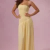 Evelina Jersey-Trägerloses Abendkleid in Buttergelb Evelina Jersey-Trägerloses Abendkleid in Buttergelb