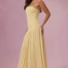 Evelina Jersey-Trägerloses Abendkleid in Buttergelb Evelina Jersey-Trägerloses Abendkleid in Buttergelb