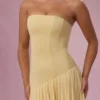 Evelina Jersey-Trägerloses Abendkleid in Buttergelb Evelina Jersey-Trägerloses Abendkleid in Buttergelb