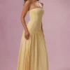Evelina Jersey-Trägerloses Abendkleid in Buttergelb Evelina Jersey-Trägerloses Abendkleid in Buttergelb