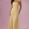 Evelina Jersey-Trägerloses Abendkleid in Buttergelb Evelina Jersey-Trägerloses Abendkleid in Buttergelb