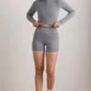 FlexiRib-Cropped-Jacke in Grau meliert