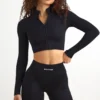 FlexiRib Zip-Up Cropped Jacket in Schwarz
