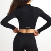 FlexiRib Zip-Up Cropped Jacket in Schwarz