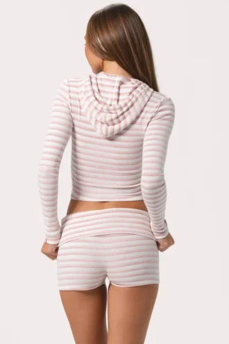 Mini-Shorts aus geripptem Jersey mit rosa Streifen