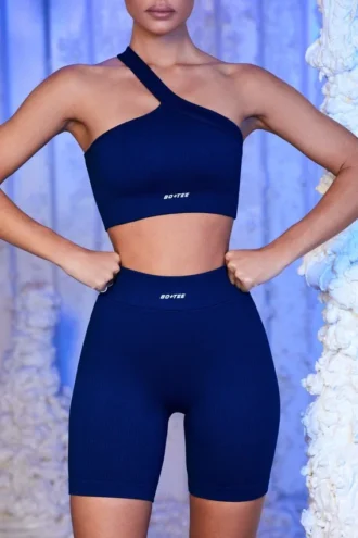 Gerippte Bikershorts in Marineblau