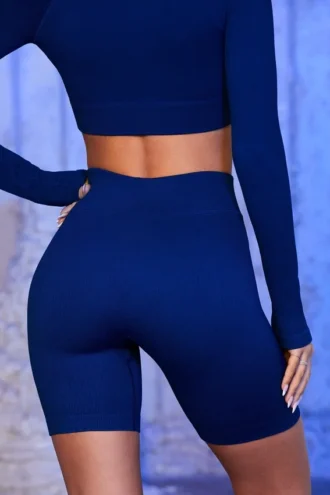 Gerippte Bikershorts in Marineblau