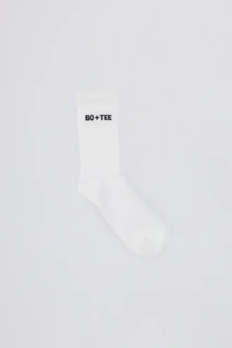 Gerippte Half-Crew-Socken in Weiß