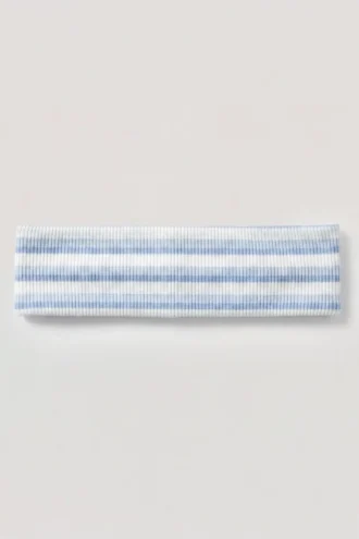 Geripptes Jersey-Stirnband mit blauen Streifen