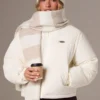 Gesteppte Pufferjacke aus Cord in Elfenbein