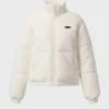 Gesteppte Pufferjacke aus Cord in Elfenbein