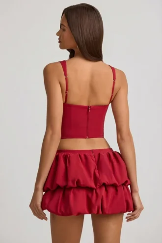 Imani Minirock mit mehrlagigem Bubble-Saum und mittlerer Leibhöhe in True Red