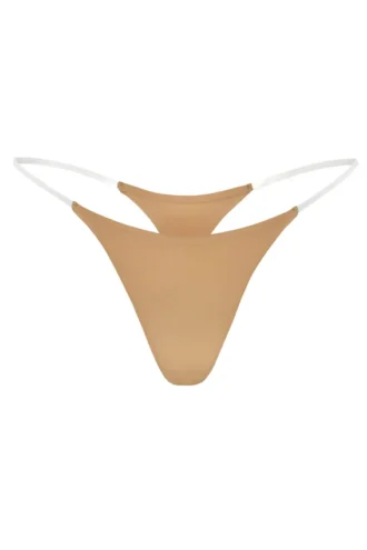 Intimates Nahtloser Strick-String mit transparenten Trägern in Karamell