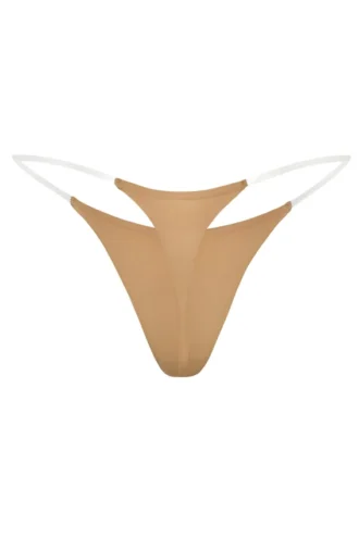 Intimates Nahtloser Strick-String mit transparenten Trägern in Karamell