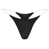Intimates Seamless Knit Clear Strap Thong in Schwarz Intimates Seamless Knit Clear Strap Thong in Schwarz