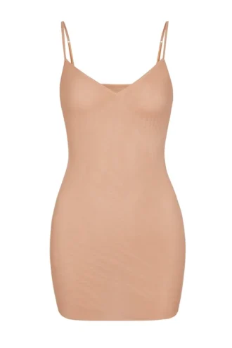 Intimates Soft Mesh Mini-Slip-Kleid mit V-Ausschnitt in Warm Peach