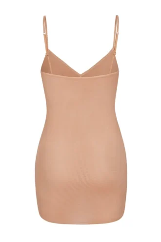 Intimates Soft Mesh Mini-Slip-Kleid mit V-Ausschnitt in Warm Peach
