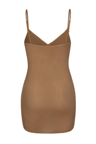 Intimates Soft Mesh Mini-Slipkleid mit V-Ausschnitt in Mandel