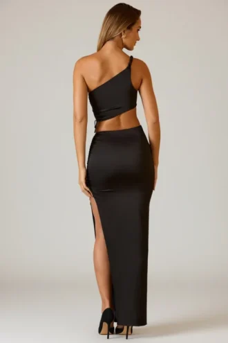 Ishaana Maxirock mit Rüschen und asymmetrischer Taille in Schwarz